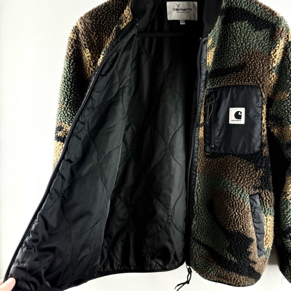 Carhartt Unisex WIP Teddy Camo Camouflage Fleece Full Zip Bomber Jacket Small - Picture 6 of 10